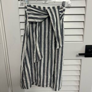 A striped skirt that ties in the front.